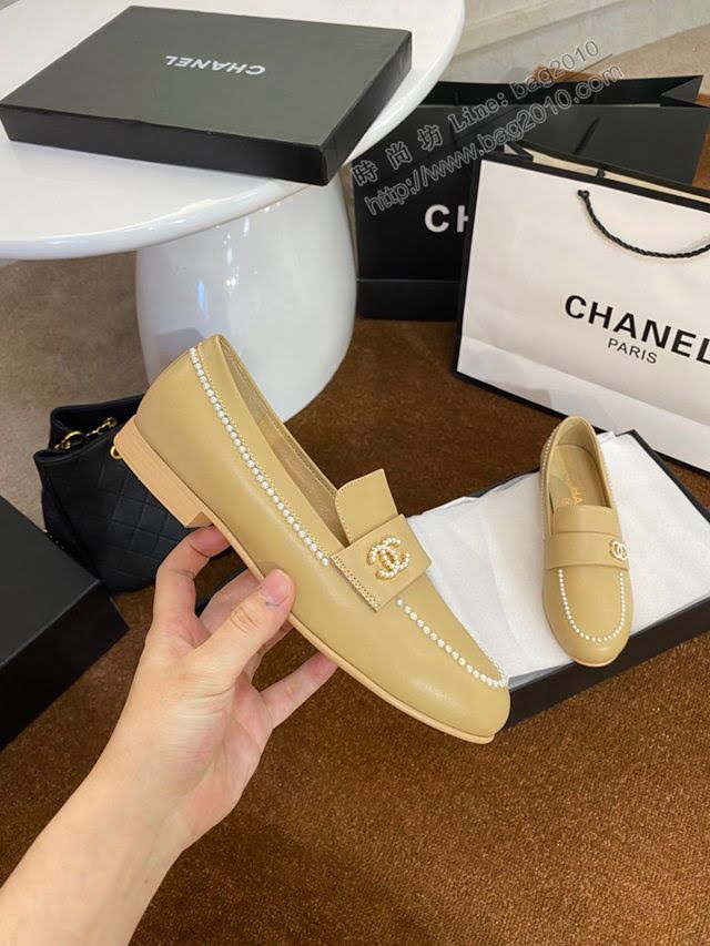 Chanel女鞋 香奈兒2020春夏頂級涼鞋系列 大扣小珍珠 Chanel爆款休閒女單皮鞋  naq1309